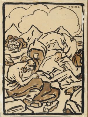 desen - Tonitza, Nicolae; Lagăr de prizonieri (Vânatul păduchilor)