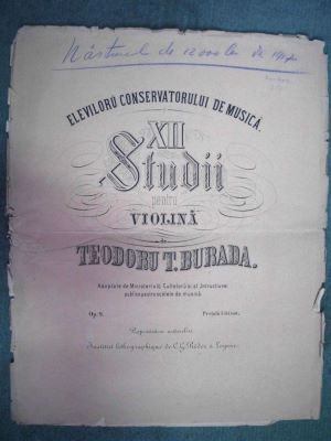 partituri muzicale - Teodoru T. Burada; Studii pentru violină