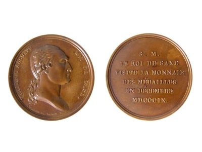 Medalie dedicată vizitei regelui Saxoniei la monetăria din Paris