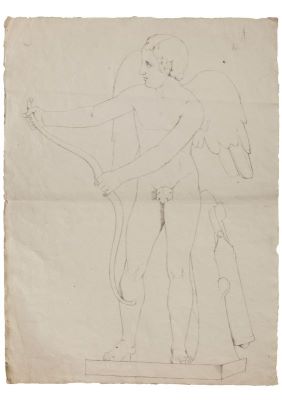 desen - Tattarescu, Gheorghe; Studiu nud cu arcul (Cupidon)