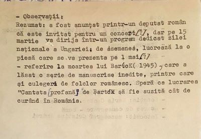 Kodály Zoltan; Scrisoare adresată compozitorului George Enescu de către compozitorul și etnomuzicologul maghiar Kodály Zoltan (1882 - 1967), Budapesta, 12 martie 1946