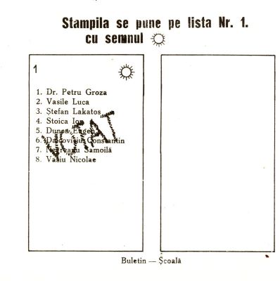 bultin de vot; Buletin-Școală pentru votul din 19 noiembrie 1946