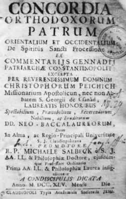carte veche - Michael Salbeck, autor; Concordia orthodoxorum Patrum orientalium et occidentalium