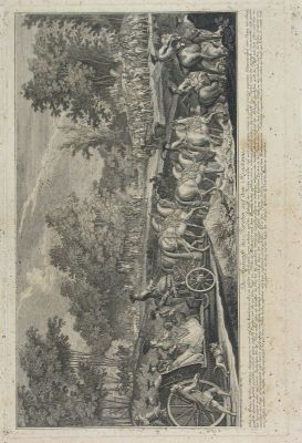 gravură - Ridinger, Johann Elias; (SC.); (DEL.); (EX.); Sosirea Prințului la locul de întâlnire al vânătorilor (În registrul inventar: „Vînat de principe”)