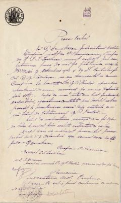 manuscris - Actul a fost redactat de către „Judecătoria Ocolului Câmpina“; Copie după un proces-verbal din 7 octombrie 1902 privind inventarierea averii rămase de pe urma Iuliei Hașdeu, soția lui B.P. Hașdeu