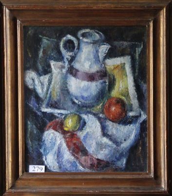 pictură de șevalet - Michăilescu, Corneliu; Natură moartă cu mere și ceainic