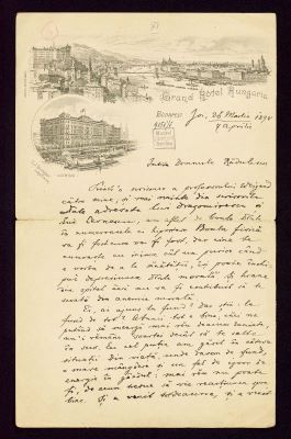 manuscris - Scrisoarea a fost redactată de Titu Maiorescu; Scrisoare datată „Joi 26 martie/ 7 aprilie 1898, Budapesta“, adresată de Titu Maiorescu lui Ion A. Rădulescu