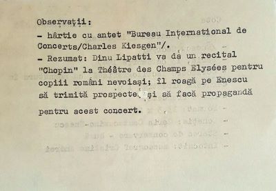 Charles Kiesgen; Scrisoare adresată compozitorului George Enescu de către Charles Kiesgen, directorul Biroului Internațional de Concerte „Charles Kiesgen‟, Paris, 13 octombrie 1947