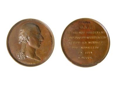 Medalie dedicată vizitei la Monetărie a prințului de Wurtzburg