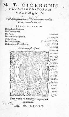carte veche - Marcus Tullius Cicero, autor; M.T. Ciceronis Librorum philosophicorum