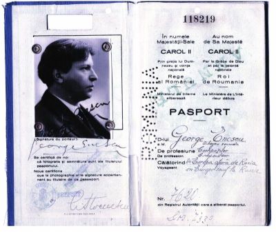 Prefectura Poliției din București; Pașaport emis pe numele lui George Enescu