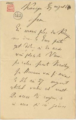manuscris - Scrisoarea a fost redactată de M. Kogălniceanu; Scrisoare adresată de Mihail Kogălniceanu fiului său, Ioan, datată „15/27 august 1890, Kissingen”