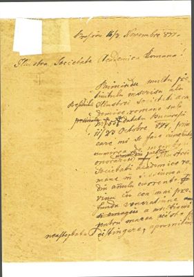 scrisoare - Mureșianu Iacob; Mureșianu Iacob către Societatea Academică Română