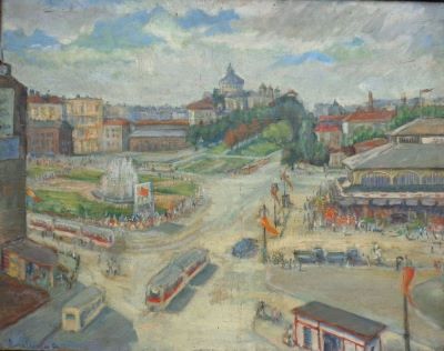pictură de șevalet - Ionescu, Mircea Ștefan; Piața Mare (Piața Unirii din București)