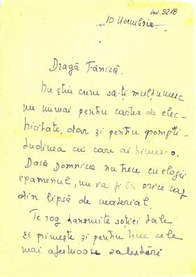 scrisoare - Filotti, Flory; Flory Filotti către prof. Ștefan Procopiu (Fănică)