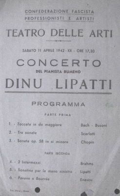 afiș; Program-concert Dinu Lipatti