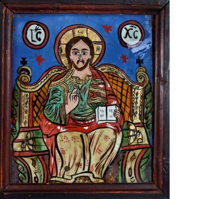 icoană pe sticlă; Iisus Mare Invățător