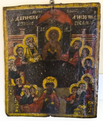 icoană pe lemn; Duminica Rusaliilor (Cincizecimea)