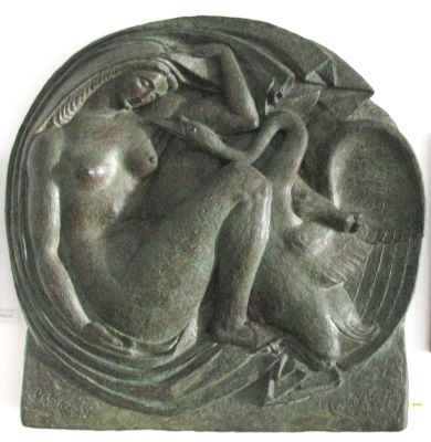 basorelief, ghips patinat - Irimescu, Ion; Leda