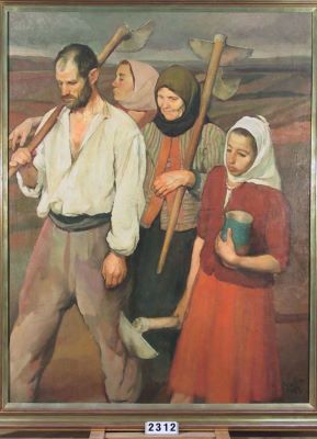 pictură de șevalet - Baba, Corneliu; Întoarcerea de la muncă