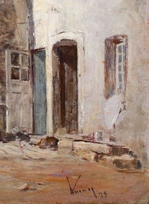 tablou - Aman, Theodor; Curte interioară la Contrexéville