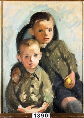 pictură de șevalet - Csáki-Kopony, Grete; Doi băieți șezând