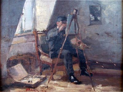 pictură de șevalet - Băeșu, Aurel; În atelier