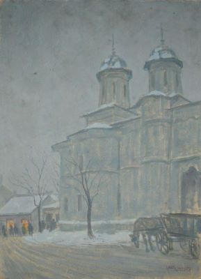 pictură de șevalet - Visconte, Henri; Biserica Sfinților