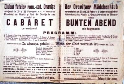 Tipografia Iosif Kaden; Afiș pentru program de cabaret
