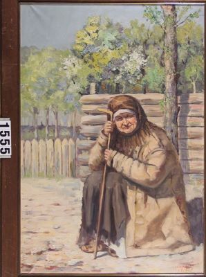 pictură de șevalet - Cabadaieff, Dimitrie Nicolae; Bătrână șezând