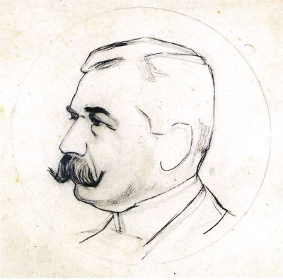 desen - Storck, Frederic; Profil de bărbat cu mustață