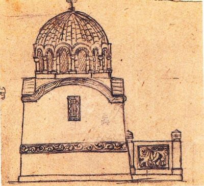 desen - Storck, Frederic; Schiță de mausoleu în stil bizantin