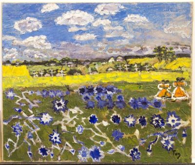 pictură de șevalet - Țuculescu, Ion; Câmp cu flori albastre
