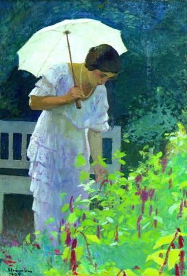 pictură de șevalet - Strâmbu(lescu), Ipolit; Femeie cu umbrelă