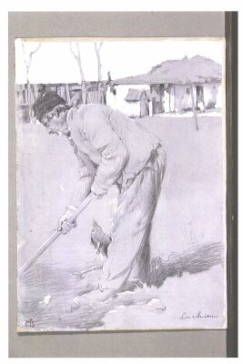desen - Luchian, Ștefan; Bătrân săpând