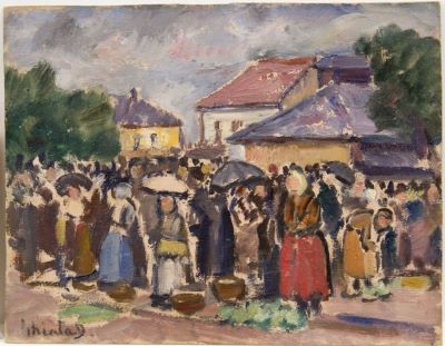 pictură de șevalet - Ghiață, Dimitrie; Oameni la târg