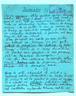 manuscris - Moldovanu, Corneliu; Însemnări