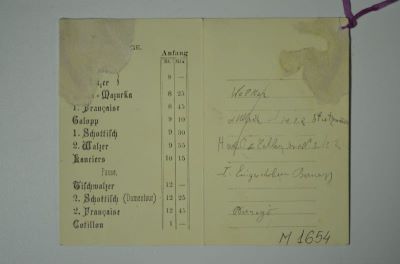 carnet de bal - necunoscut; 10 Februar 1877