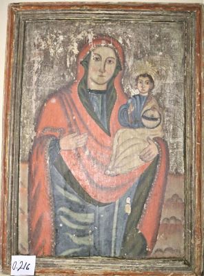 icoană pe lemn; Maria cu Pruncul