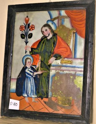 icoană pe sticlă; Iosif cu Iisus