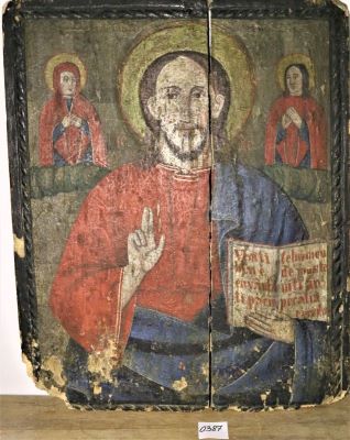 icoană pe lemn; Iisus Pantocrator
