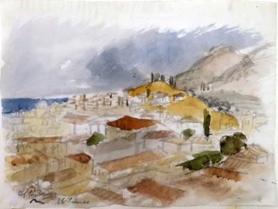 acuarelă - Catargi, Henri H.; Sathi Samos