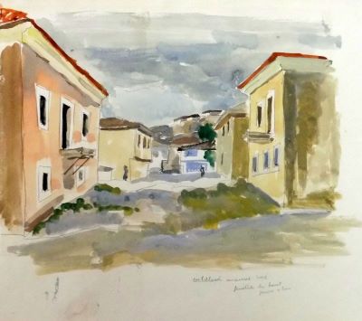 acuarelă - Catargi, Henri H.; Peisaj Balcic