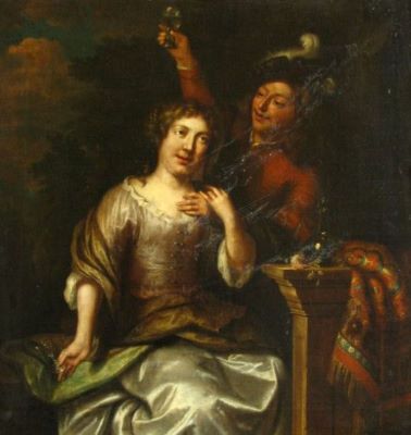 pictură - Netscher, Caspar; Pereche tânără