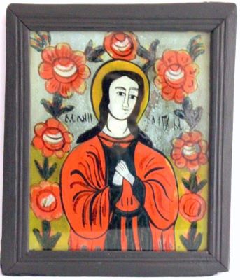 icoană pe sticlă - anonim; Sf. Maria Magdalena