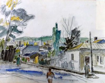 acuarelă - Catargi, Henri H.; Peisaj -  Iașul