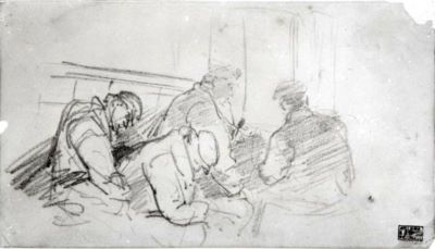 grafică - Grigorescu, Nicolae; Compartiment de tren
