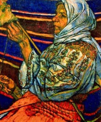 pictură - Dimitrescu, Ștefan; Țărancă torcând