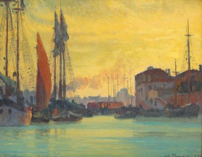 pictură de șevalet - Popescu, Ștefan; Înserare peste Chioggia