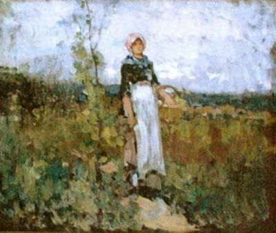 pictură - Grigorescu, Nicolae; Țărancă franceză în vie